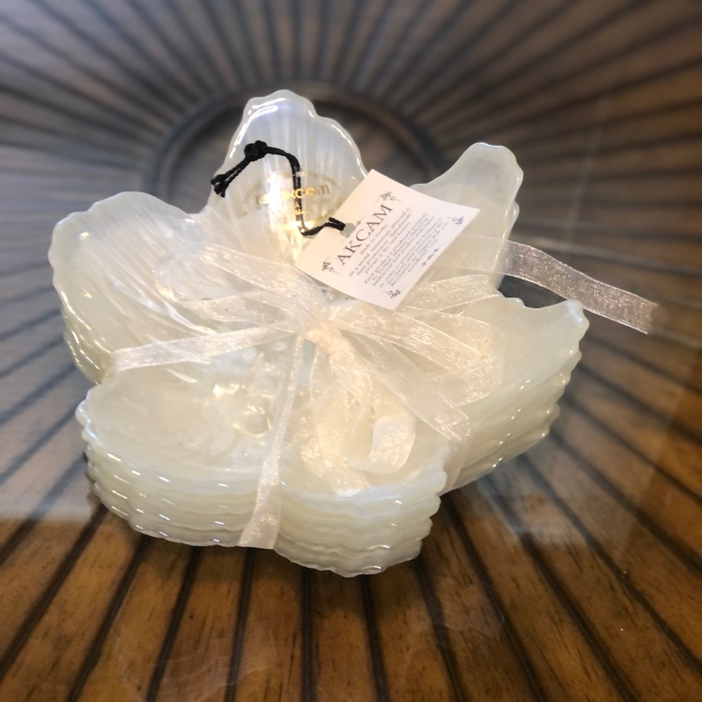 AKCAM 🐚 Made in Turkey 4 Glass Shell Dishes NWT🐚